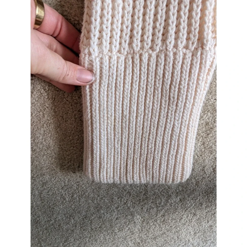 J. Crew Heritage Cotton Fisherman Crewneck Sweater Cream Ribbed Crop- Small